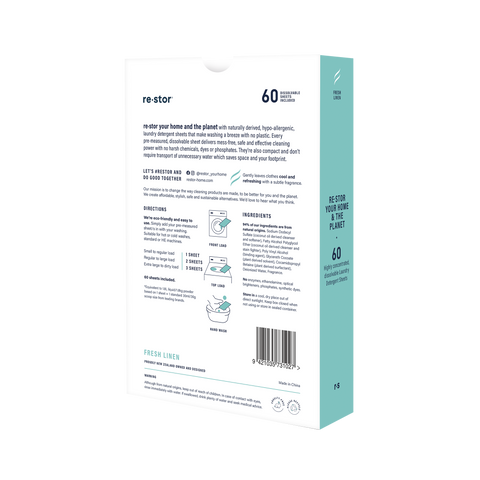 Restor Laundry Detergent Sheets - Fresh Linen Scent